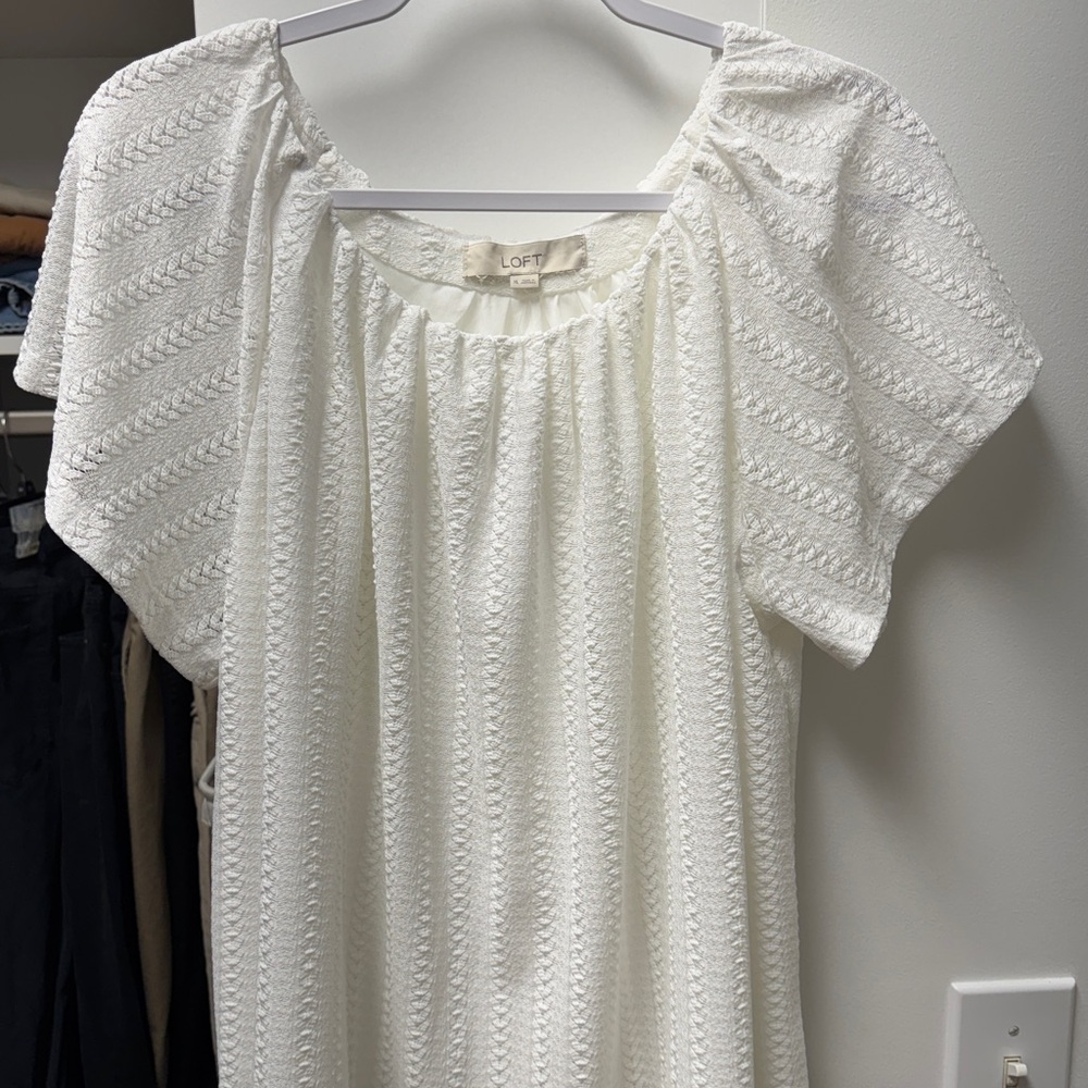 LOFT white Eyelet Blouse - Picture 3 of 8